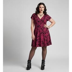 City Chic Dress 16W Womens Velvet Floral Whimsigoth Party Cocktail Plus Size